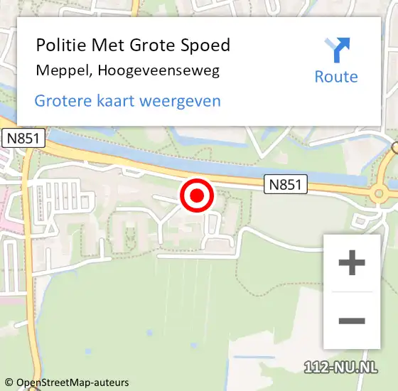 Locatie op kaart van de 112 melding: Politie Met Grote Spoed Naar Meppel, Hoogeveenseweg op 30 maart 2024 19:08