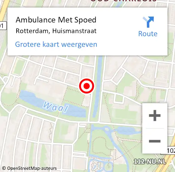 Locatie op kaart van de 112 melding: Ambulance Met Spoed Naar Rotterdam, Huismanstraat op 30 maart 2024 20:27