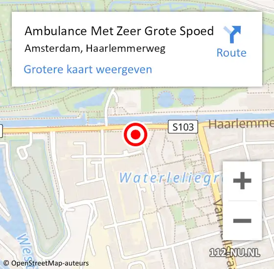 Locatie op kaart van de 112 melding: Ambulance Met Zeer Grote Spoed Naar Amsterdam, Haarlemmerweg op 30 maart 2024 20:30