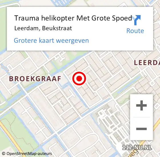 Locatie op kaart van de 112 melding: Trauma helikopter Met Grote Spoed Naar Leerdam, Beukstraat op 30 maart 2024 20:54