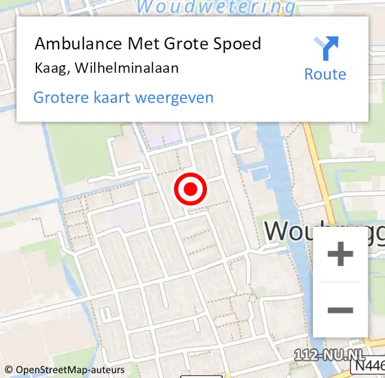 Locatie op kaart van de 112 melding: Ambulance Met Grote Spoed Naar Kaag, Wilhelminalaan op 30 maart 2024 20:57