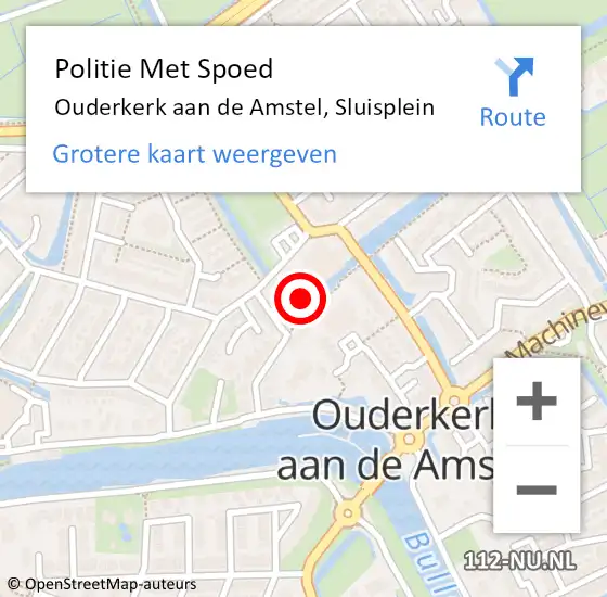 Locatie op kaart van de 112 melding: Politie Met Spoed Naar Ouderkerk aan de Amstel, Sluisplein op 30 maart 2024 21:08