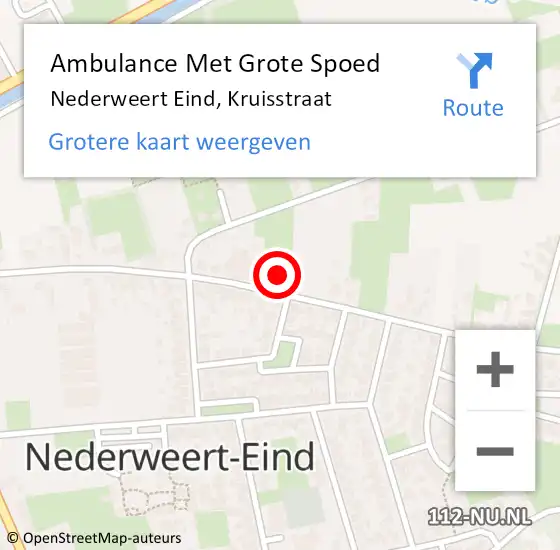 Locatie op kaart van de 112 melding: Ambulance Met Grote Spoed Naar Nederweert Eind, Kruisstraat op 30 maart 2024 21:22