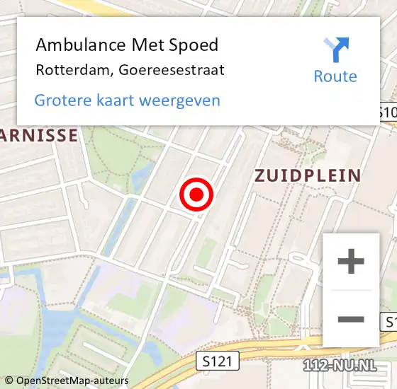 Locatie op kaart van de 112 melding: Ambulance Met Spoed Naar Rotterdam, Goereesestraat op 30 maart 2024 22:57