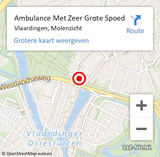 Locatie op kaart van de 112 melding: Ambulance Met Zeer Grote Spoed Naar Vlaardingen, Molenzicht op 30 maart 2024 23:06