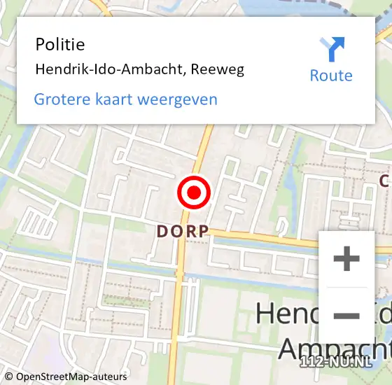 Locatie op kaart van de 112 melding: Politie Hendrik-Ido-Ambacht, Reeweg op 30 maart 2024 23:34