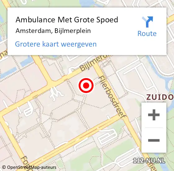 Locatie op kaart van de 112 melding: Ambulance Met Grote Spoed Naar Amsterdam, Bijlmerplein op 30 maart 2024 23:49