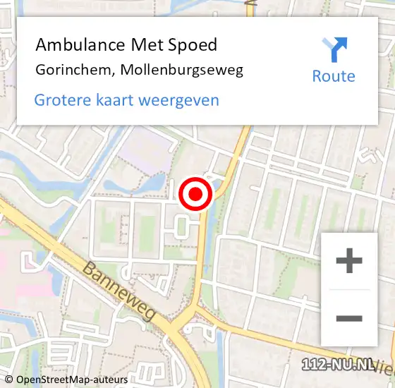 Locatie op kaart van de 112 melding: Ambulance Met Spoed Naar Gorinchem, Mollenburgseweg op 31 maart 2024 00:01