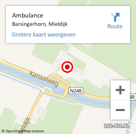 Locatie op kaart van de 112 melding: Ambulance Barsingerhorn, Mieldijk op 31 maart 2024 00:09