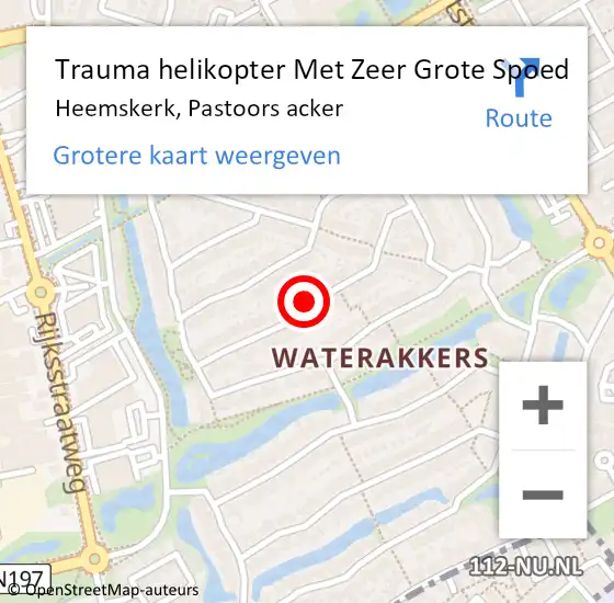 Locatie op kaart van de 112 melding: Trauma helikopter Met Zeer Grote Spoed Naar Heemskerk, Pastoors acker op 31 maart 2024 00:13