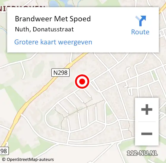 Locatie op kaart van de 112 melding: Brandweer Met Spoed Naar Nuth, Donatusstraat op 31 maart 2024 00:14