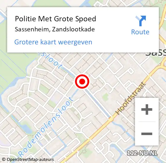 Locatie op kaart van de 112 melding: Politie Met Grote Spoed Naar Sassenheim, Zandslootkade op 31 maart 2024 03:15