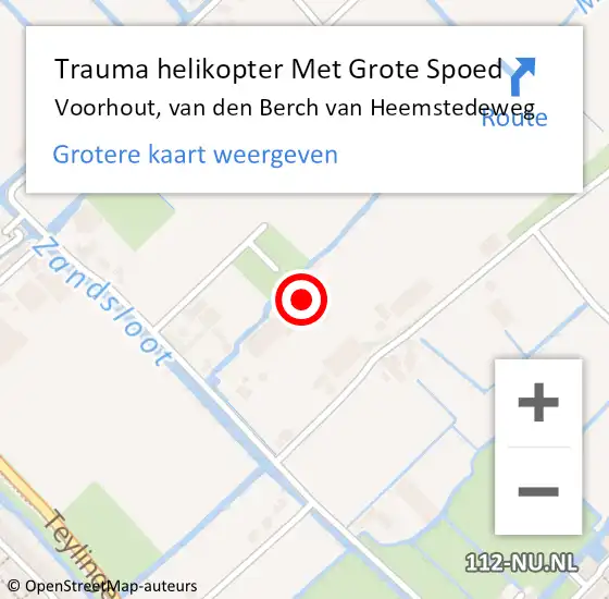 Locatie op kaart van de 112 melding: Trauma helikopter Met Grote Spoed Naar Voorhout, van den Berch van Heemstedeweg op 31 maart 2024 03:20