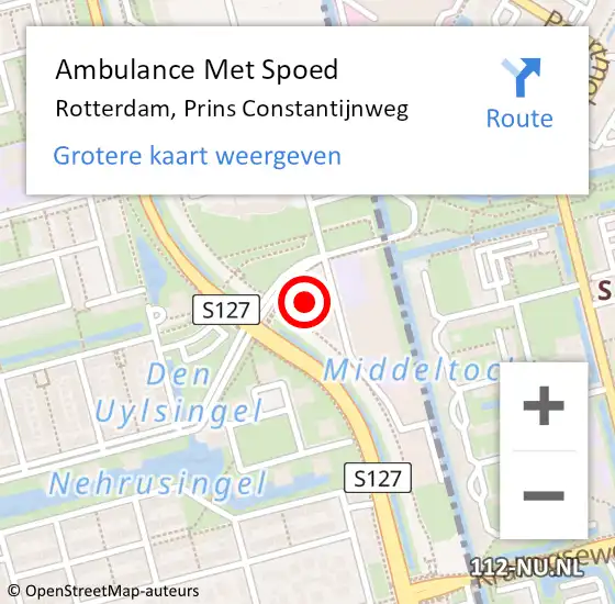 Locatie op kaart van de 112 melding: Ambulance Met Spoed Naar Rotterdam, Prins Constantijnweg op 31 maart 2024 04:58