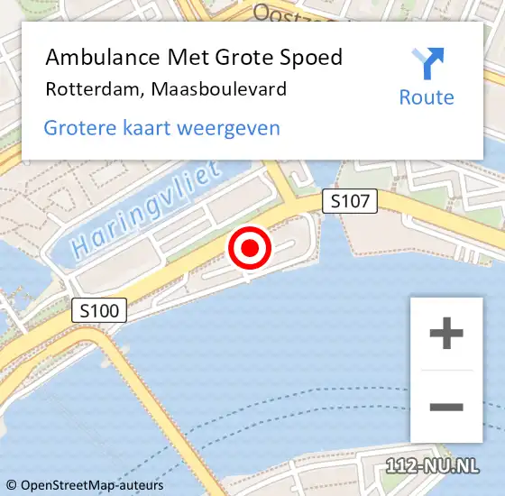 Locatie op kaart van de 112 melding: Ambulance Met Grote Spoed Naar Rotterdam, Maasboulevard op 31 maart 2024 05:46