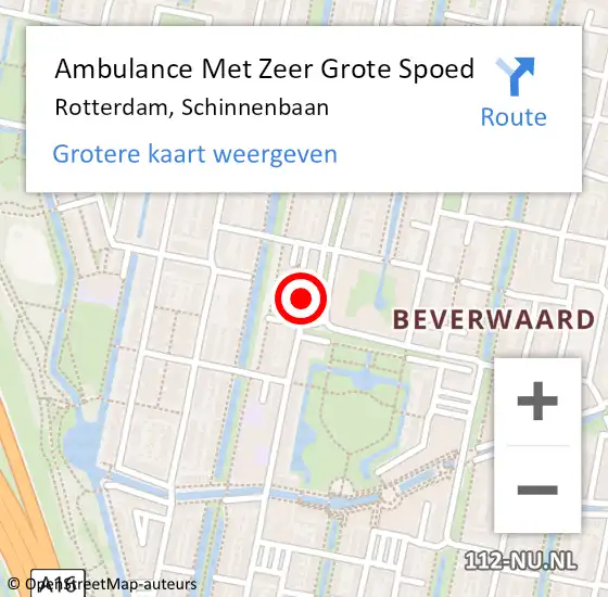 Locatie op kaart van de 112 melding: Ambulance Met Zeer Grote Spoed Naar Rotterdam, Schinnenbaan op 31 maart 2024 07:33
