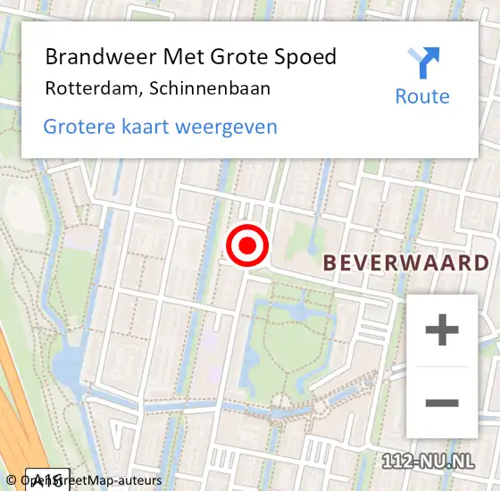 Locatie op kaart van de 112 melding: Brandweer Met Grote Spoed Naar Rotterdam, Schinnenbaan op 31 maart 2024 07:50