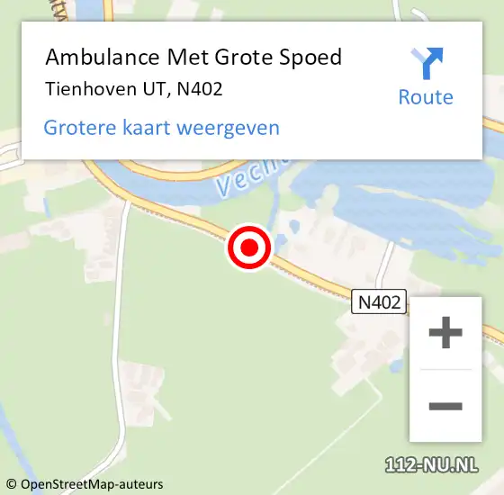 Locatie op kaart van de 112 melding: Ambulance Met Grote Spoed Naar Tienhoven UT, N402 op 30 september 2014 20:15