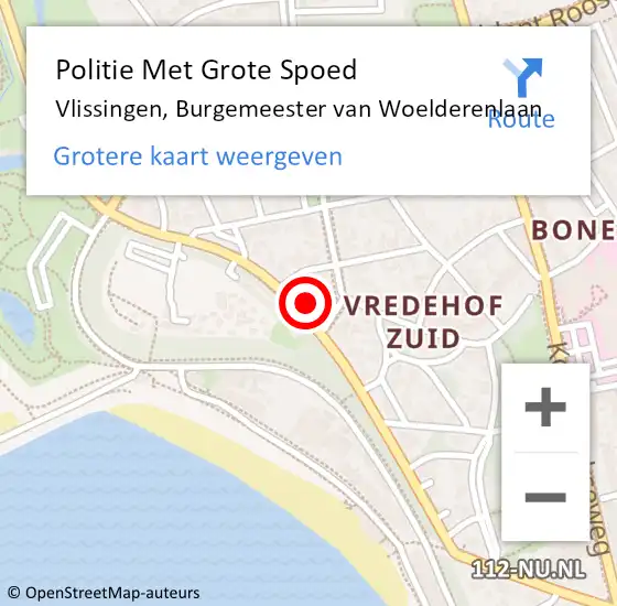 Locatie op kaart van de 112 melding: Politie Met Grote Spoed Naar Vlissingen, Burgemeester van Woelderenlaan op 31 maart 2024 10:36