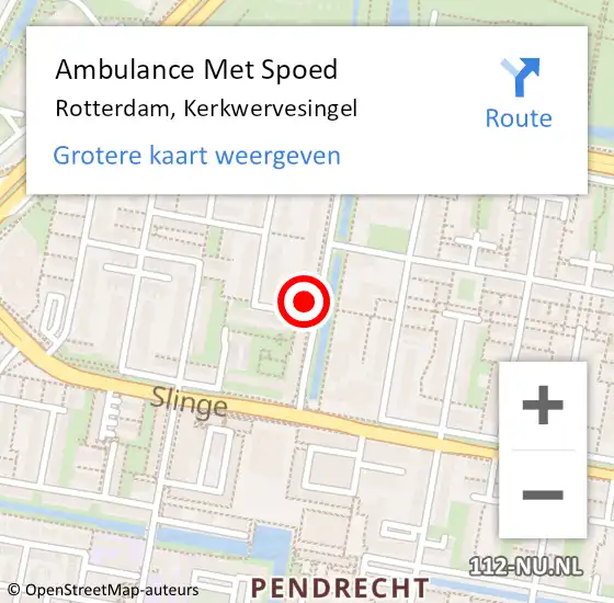 Locatie op kaart van de 112 melding: Ambulance Met Spoed Naar Rotterdam, Kerkwervesingel op 31 maart 2024 10:42