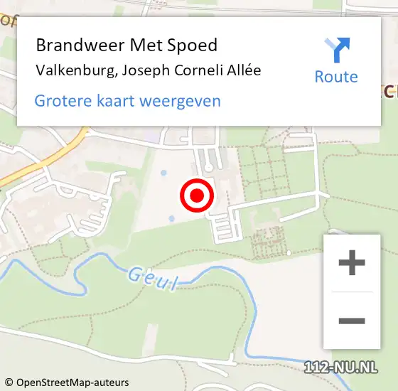 Locatie op kaart van de 112 melding: Brandweer Met Spoed Naar Valkenburg, Joseph Corneli Allée op 31 maart 2024 11:14