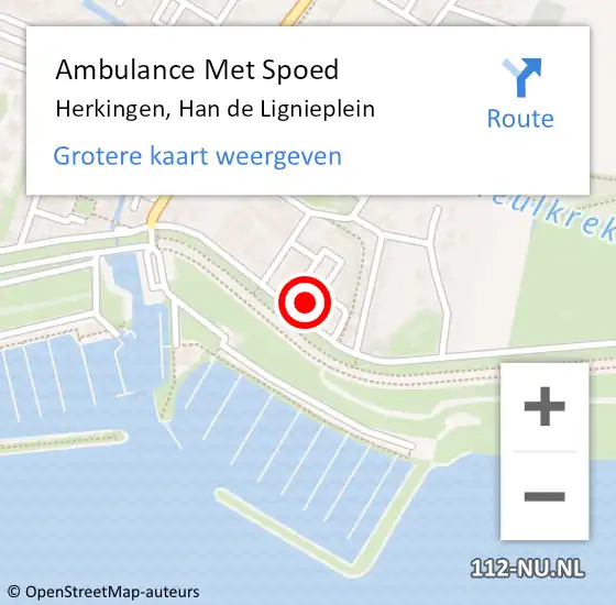 Locatie op kaart van de 112 melding: Ambulance Met Spoed Naar Herkingen, Han de Lignieplein op 31 maart 2024 11:40