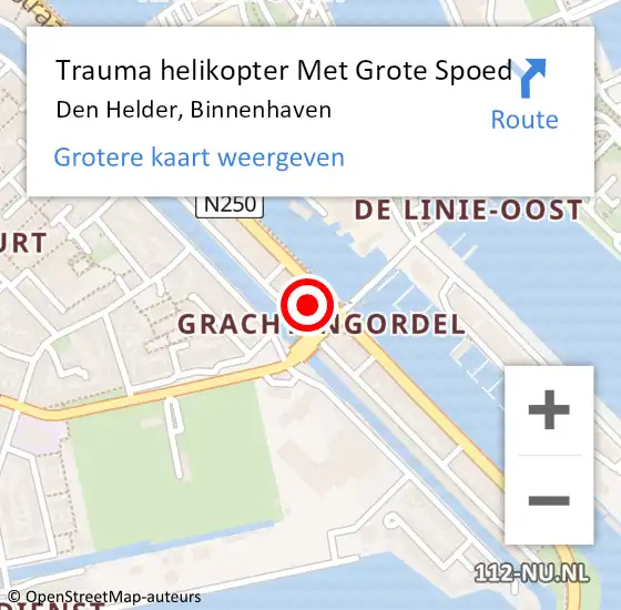 Locatie op kaart van de 112 melding: Trauma helikopter Met Grote Spoed Naar Den Helder, Binnenhaven op 31 maart 2024 11:59