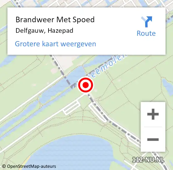 Locatie op kaart van de 112 melding: Brandweer Met Spoed Naar Delfgauw, Hazepad op 31 maart 2024 12:12