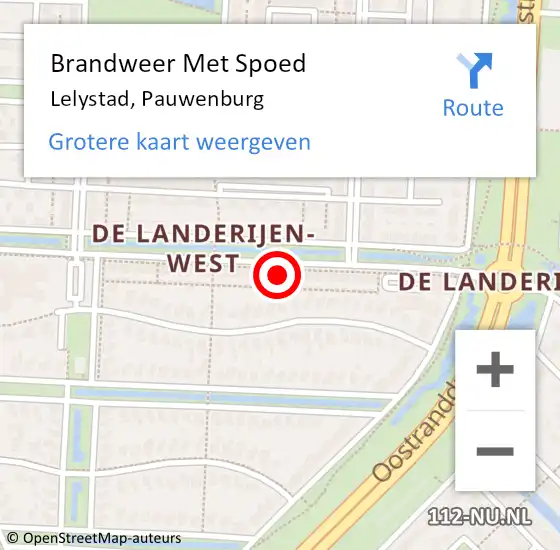 Locatie op kaart van de 112 melding: Brandweer Met Spoed Naar Lelystad, Pauwenburg op 31 maart 2024 12:33