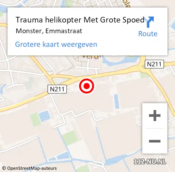 Locatie op kaart van de 112 melding: Trauma helikopter Met Grote Spoed Naar Monster, Emmastraat op 31 maart 2024 13:33