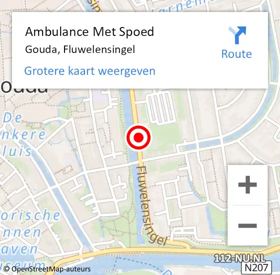 Locatie op kaart van de 112 melding: Ambulance Met Spoed Naar Gouda, Fluwelensingel op 31 maart 2024 13:55