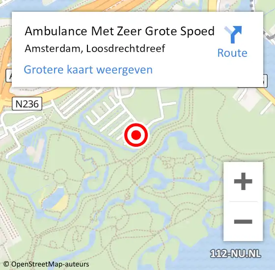 Locatie op kaart van de 112 melding: Ambulance Met Zeer Grote Spoed Naar Amsterdam, Loosdrechtdreef op 31 maart 2024 14:01