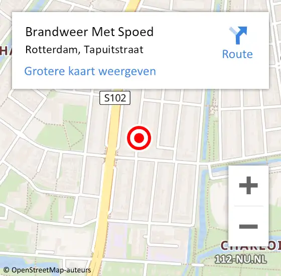 Locatie op kaart van de 112 melding: Brandweer Met Spoed Naar Rotterdam, Tapuitstraat op 31 maart 2024 14:02