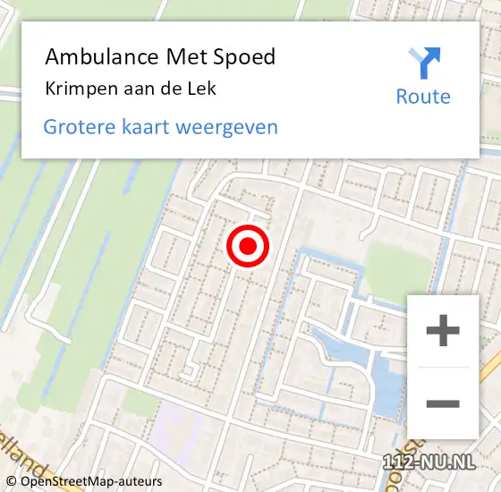 Locatie op kaart van de 112 melding: Ambulance Met Spoed Naar Krimpen aan de Lek op 31 maart 2024 14:16