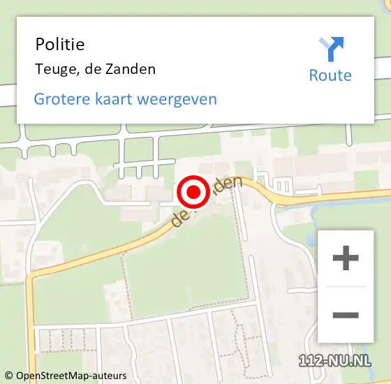 Locatie op kaart van de 112 melding: Politie Teuge, de Zanden op 31 maart 2024 14:18
