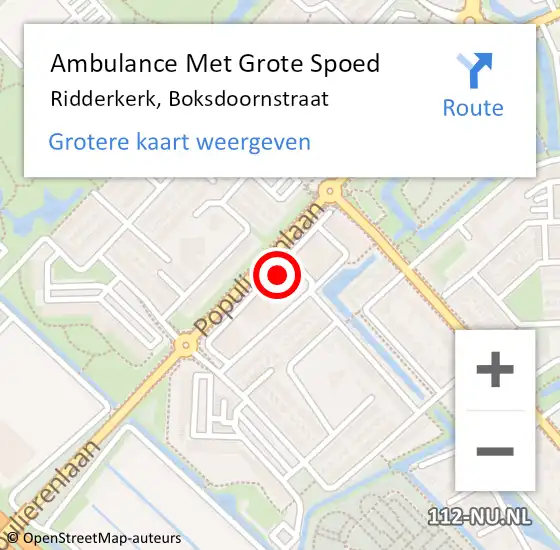 Locatie op kaart van de 112 melding: Ambulance Met Grote Spoed Naar Ridderkerk, Boksdoornstraat op 31 maart 2024 14:33