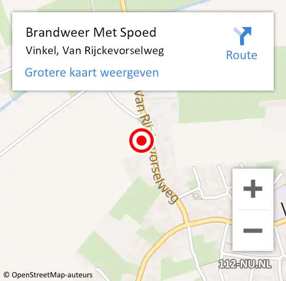 Locatie op kaart van de 112 melding: Brandweer Met Spoed Naar Vinkel, Van Rijckevorselweg op 31 maart 2024 15:26