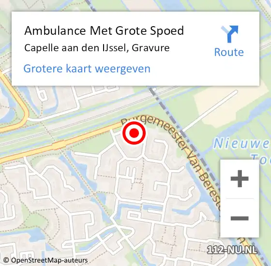 Locatie op kaart van de 112 melding: Ambulance Met Grote Spoed Naar Capelle aan den IJssel, Gravure op 30 september 2014 21:11