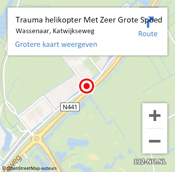 Locatie op kaart van de 112 melding: Trauma helikopter Met Zeer Grote Spoed Naar Wassenaar, Katwijkseweg op 31 maart 2024 16:03