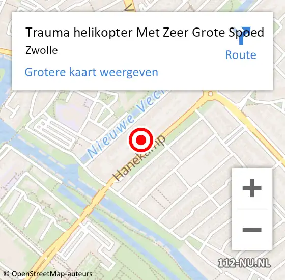 Locatie op kaart van de 112 melding: Trauma helikopter Met Zeer Grote Spoed Naar Zwolle op 31 maart 2024 16:06