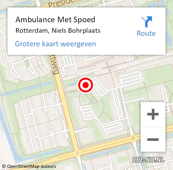 Locatie op kaart van de 112 melding: Ambulance Met Spoed Naar Rotterdam, Niels Bohrplaats op 31 maart 2024 16:12