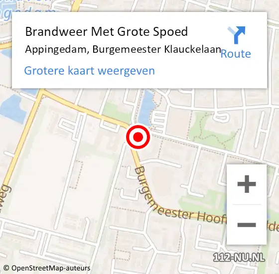 Locatie op kaart van de 112 melding: Brandweer Met Grote Spoed Naar Appingedam, Burgemeester Klauckelaan op 31 maart 2024 17:33