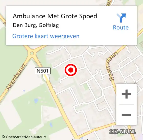Locatie op kaart van de 112 melding: Ambulance Met Grote Spoed Naar Den Burg, Golfslag op 31 maart 2024 18:12