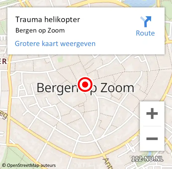 Locatie op kaart van de 112 melding: Trauma helikopter Bergen op Zoom op 31 maart 2024 18:39