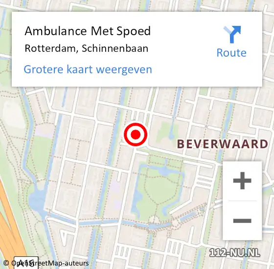 Locatie op kaart van de 112 melding: Ambulance Met Spoed Naar Rotterdam, Schinnenbaan op 31 maart 2024 20:02
