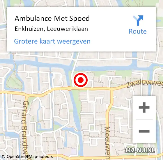 Locatie op kaart van de 112 melding: Ambulance Met Spoed Naar Enkhuizen, Leeuweriklaan op 31 maart 2024 20:02