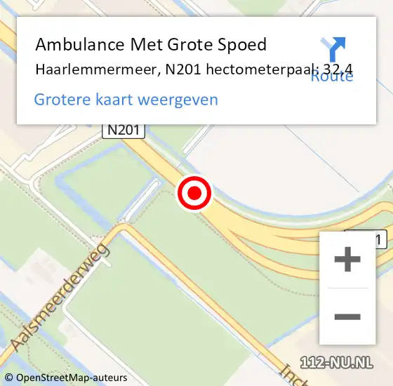 Locatie op kaart van de 112 melding: Ambulance Met Grote Spoed Naar Haarlemmermeer, N201 hectometerpaal: 32,4 op 31 maart 2024 20:08