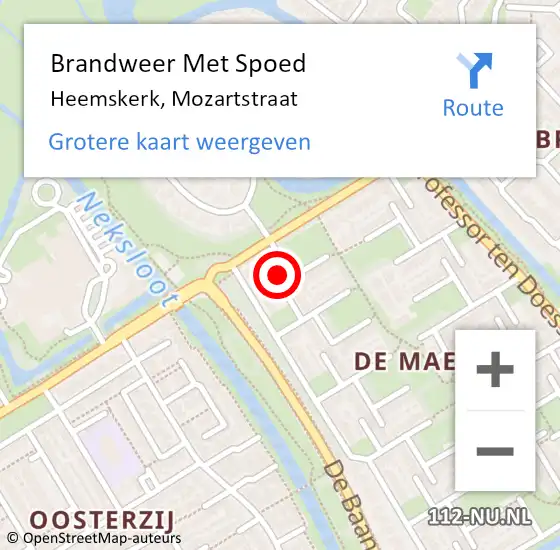 Locatie op kaart van de 112 melding: Brandweer Met Spoed Naar Heemskerk, Mozartstraat op 31 maart 2024 20:54