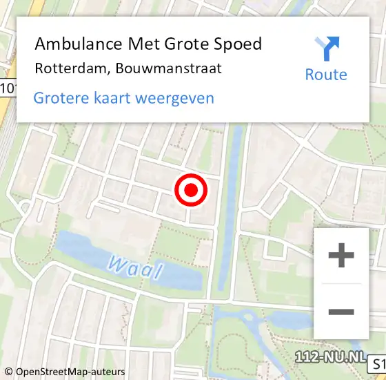 Locatie op kaart van de 112 melding: Ambulance Met Grote Spoed Naar Rotterdam, Bouwmanstraat op 31 maart 2024 20:59