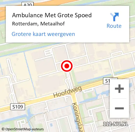 Locatie op kaart van de 112 melding: Ambulance Met Grote Spoed Naar Rotterdam, Metaalhof op 31 maart 2024 21:19